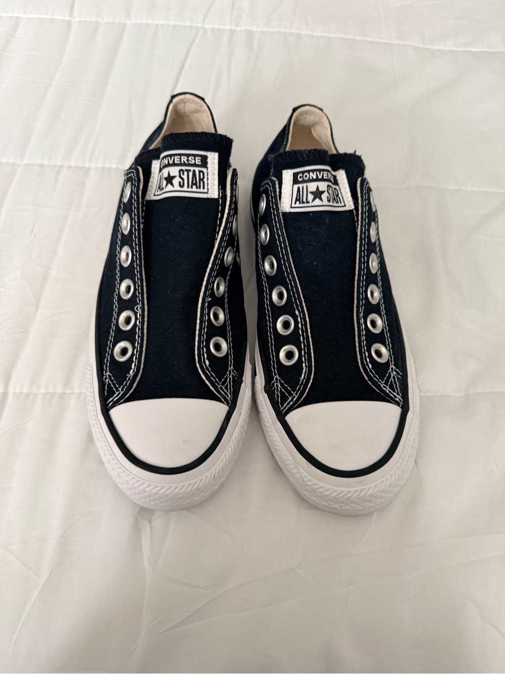 Converse All Star Slip-On Canvas Sneakers in Black and White